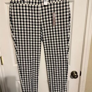 LOFT Black and White Dress Pants with Gingham Pattern